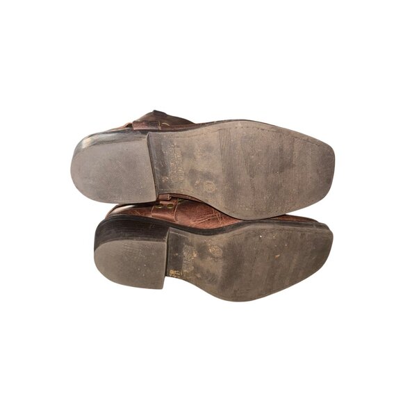 VTG Mossimo Supply Womens 9 Brown Leather Western Harness Moto Biker Boots Boho - Picture 8 of 14